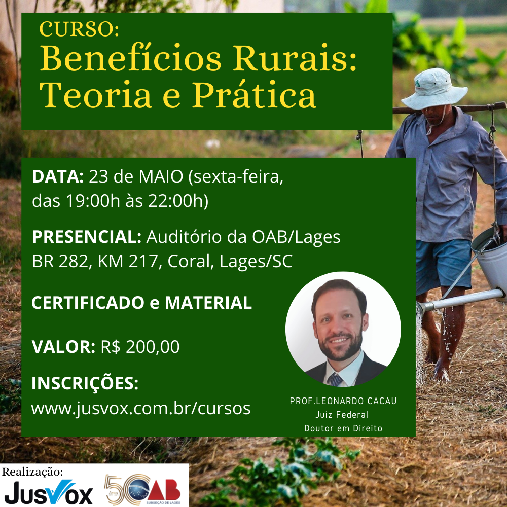 Curso Benefícios Rurais: Teoria e Prática - Lages 2025